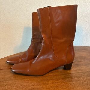 Cole Haan Tan Leather Mid-Calf Boots